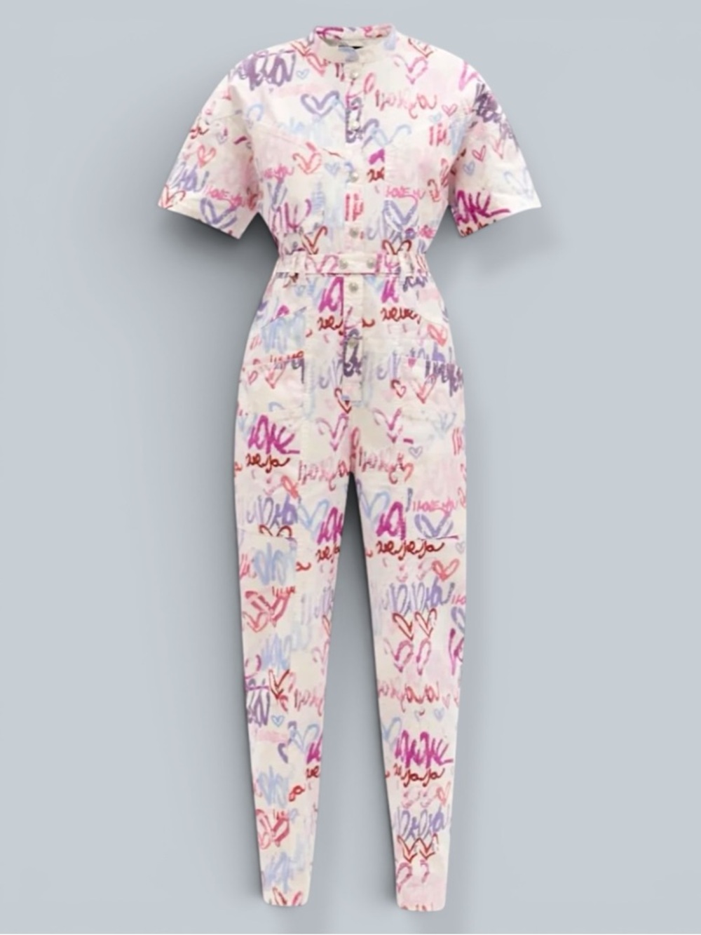 RARE Isabel Marant Etundra SS21 Runway Heart Graffiti Jumpsuit FR 38 | US 6